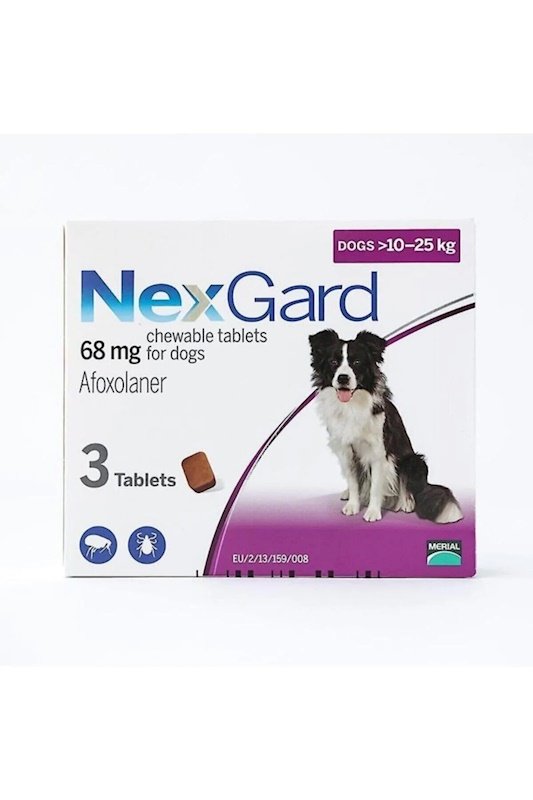 NexGard Çiğnenebilir Tablet: 10-25 kg Ağırlığındaki Köpekler İçin Pire ve Kene Koruması