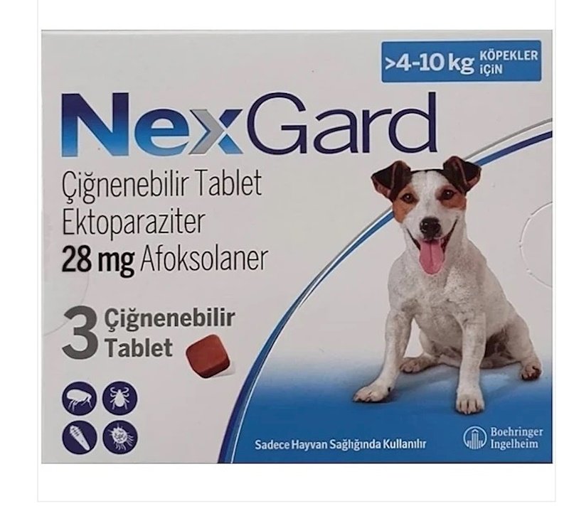 NexGard Çiğnenebilir Tablet: 4-10 kg Ağırlığındaki Köpekler İçin Pire ve Kene Koruması
